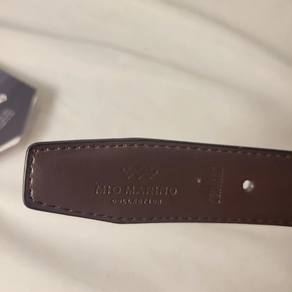 Mio Marino Leather Belt Mens 30 Mahogany Burnt Umber Classy Prong B84N-86-MBU302